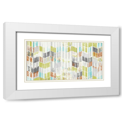 Brushed Chevron I White Modern Wood Framed Art Print with Double Matting by Goldberger, Jennifer