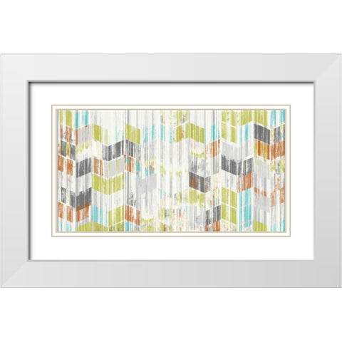 Brushed Chevron I White Modern Wood Framed Art Print with Double Matting by Goldberger, Jennifer