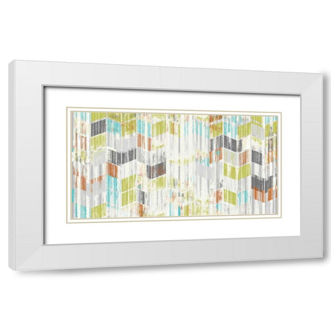 Brushed Chevron II White Modern Wood Framed Art Print with Double Matting by Goldberger, Jennifer