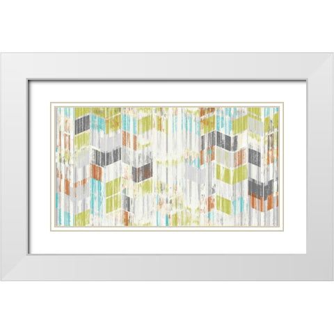 Brushed Chevron II White Modern Wood Framed Art Print with Double Matting by Goldberger, Jennifer