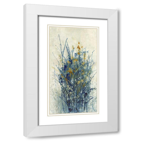 Indigo Floral I White Modern Wood Framed Art Print with Double Matting by OToole, Tim