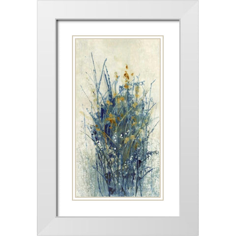 Indigo Floral I White Modern Wood Framed Art Print with Double Matting by OToole, Tim