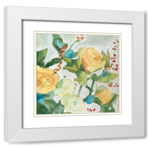 June Bouquet I White Modern Wood Framed Art Print with Double Matting by Meagher, Megan