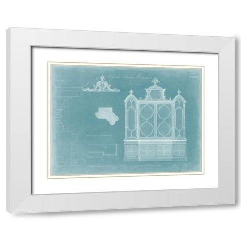 Gothic Library Bookcase White Modern Wood Framed Art Print with Double Matting by Chippendale, Thomas