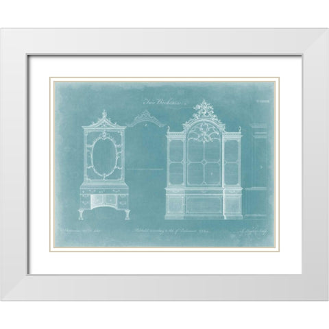 Two Bookcases White Modern Wood Framed Art Print with Double Matting by Chippendale, Thomas