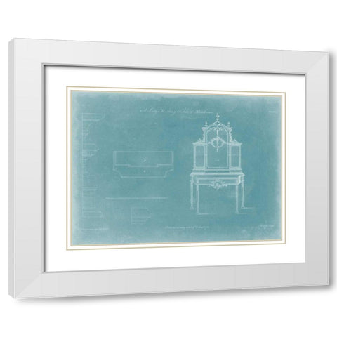 Ladys Writing Table and Bookcase White Modern Wood Framed Art Print with Double Matting by Chippendale, Thomas