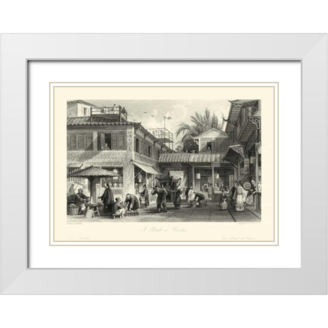 Scenes in China VIII White Modern Wood Framed Art Print with Double Matting by Allom, T.