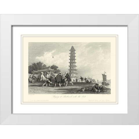 Scenes in China X White Modern Wood Framed Art Print with Double Matting by Allom, T.