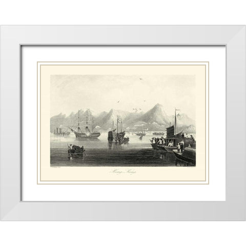 Scenes in China XII White Modern Wood Framed Art Print with Double Matting by Allom, T.