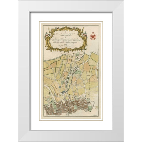 Parishes of London White Modern Wood Framed Art Print with Double Matting by Cole, B.
