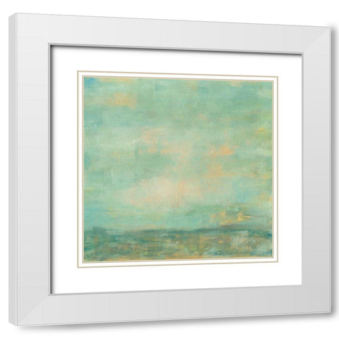 Mint Sky I White Modern Wood Framed Art Print with Double Matting by Goldberger, Jennifer