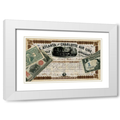 Antique Stock Certificate IV White Modern Wood Framed Art Print with Double Matting by Vision Studio