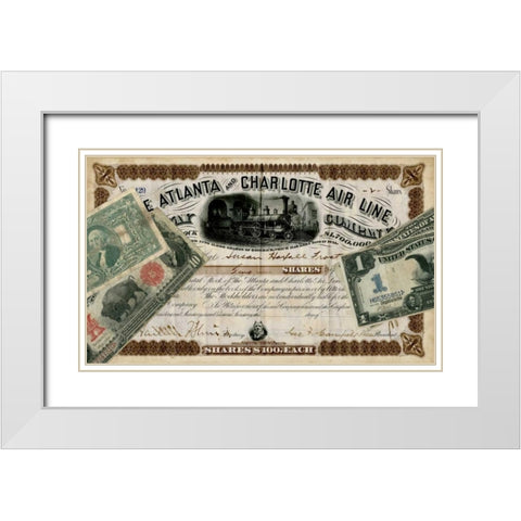 Antique Stock Certificate IV White Modern Wood Framed Art Print with Double Matting by Vision Studio