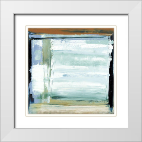 Blue and Green I White Modern Wood Framed Art Print with Double Matting by Gordon, Sharon
