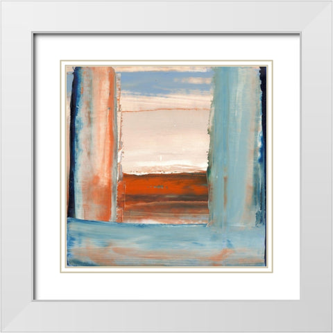 Orange and Blue I White Modern Wood Framed Art Print with Double Matting by Gordon, Sharon