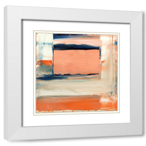 Orange and Blue II White Modern Wood Framed Art Print with Double Matting by Gordon, Sharon