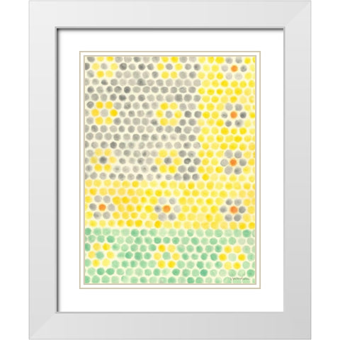 Floral Linoleum I White Modern Wood Framed Art Print with Double Matting by Lam, Vanna