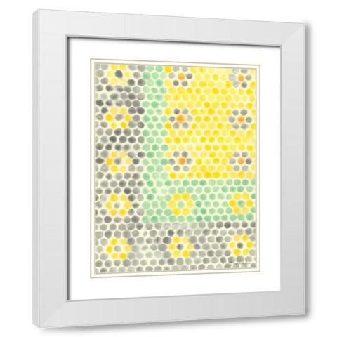 Floral Linoleum II White Modern Wood Framed Art Print with Double Matting by Lam, Vanna
