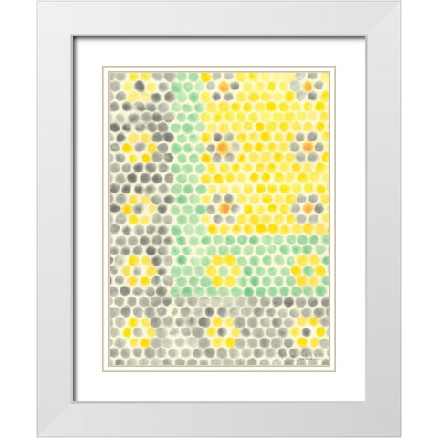 Floral Linoleum II White Modern Wood Framed Art Print with Double Matting by Lam, Vanna