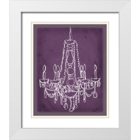Plum Chandelier Sketch I White Modern Wood Framed Art Print with Double Matting by Harper