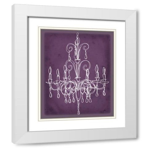 Plum Chandelier Sketch II White Modern Wood Framed Art Print with Double Matting by Harper