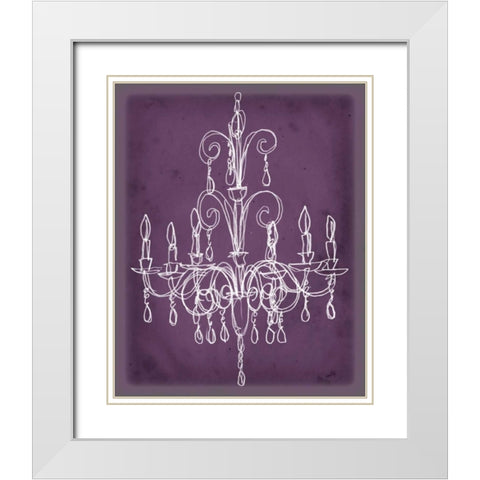 Plum Chandelier Sketch II White Modern Wood Framed Art Print with Double Matting by Harper