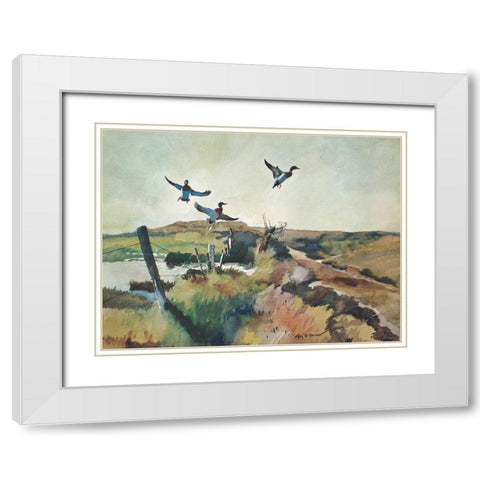 The Alarm White Modern Wood Framed Art Print with Double Matting by Mason, Roy M.