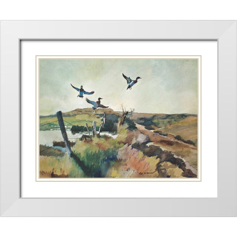 The Alarm White Modern Wood Framed Art Print with Double Matting by Mason, Roy M.