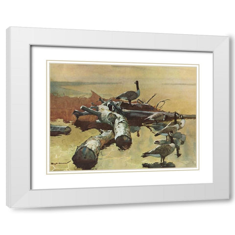 Geese on the Great Flyway White Modern Wood Framed Art Print with Double Matting by Mason, Roy M.