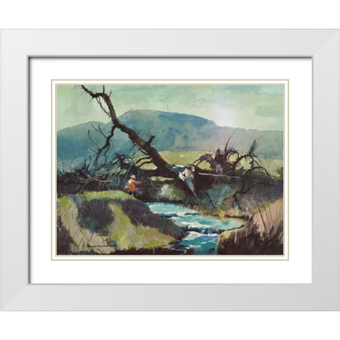 Fishing Retreat III White Modern Wood Framed Art Print with Double Matting by Mason, Roy M.