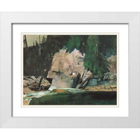 Fishing Retreat IV White Modern Wood Framed Art Print with Double Matting by Mason, Roy M.