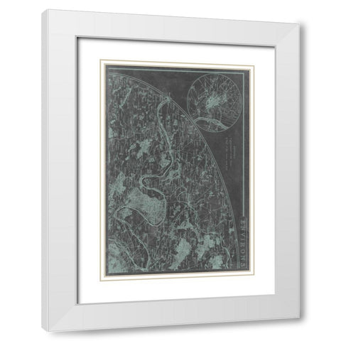 Map of Paris Grid I White Modern Wood Framed Art Print with Double Matting by Vision Studio