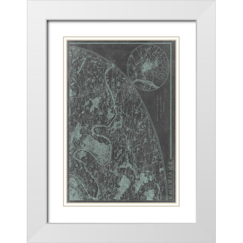 Map of Paris Grid I White Modern Wood Framed Art Print with Double Matting by Vision Studio