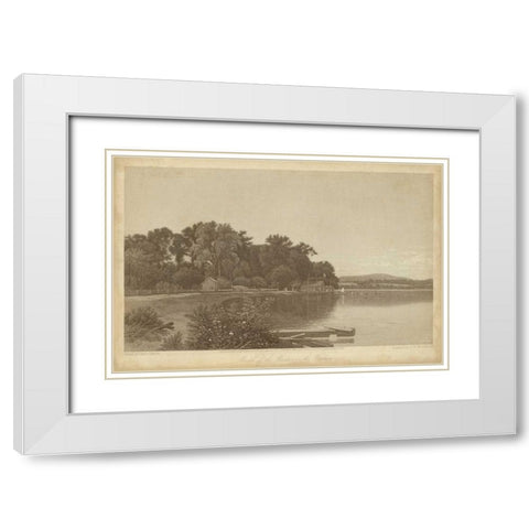Mouth of the Moodna on the Hudson White Modern Wood Framed Art Print with Double Matting by R. Hinshelwood