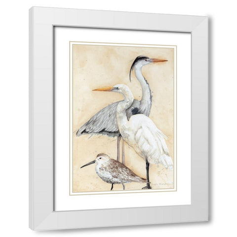 Watercolor Waterbirds I White Modern Wood Framed Art Print with Double Matting by Meagher, Megan