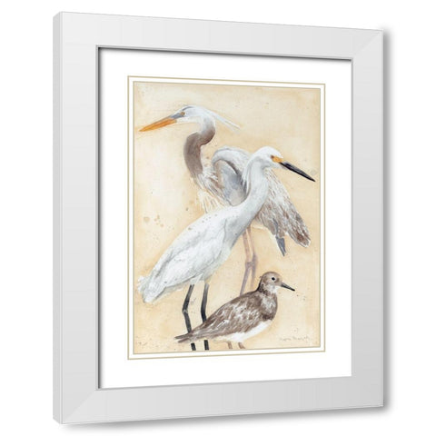 Watercolor Waterbirds II White Modern Wood Framed Art Print with Double Matting by Meagher, Megan