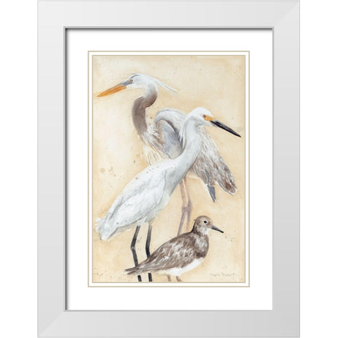 Watercolor Waterbirds II White Modern Wood Framed Art Print with Double Matting by Meagher, Megan
