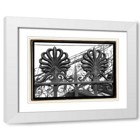 Wrought Iron Elegance I White Modern Wood Framed Art Print with Double Matting by DeNardo, Laura