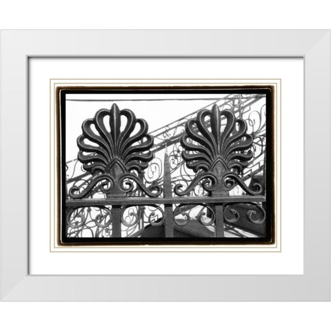 Wrought Iron Elegance I White Modern Wood Framed Art Print with Double Matting by DeNardo, Laura