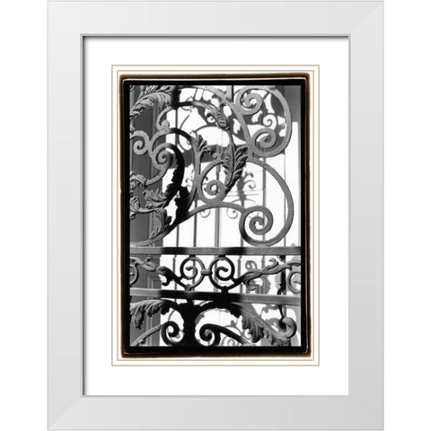 Wrought Iron Elegance II White Modern Wood Framed Art Print with Double Matting by DeNardo, Laura