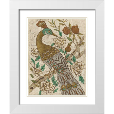 Chinoiserie Pheasant I White Modern Wood Framed Art Print with Double Matting by Zarris, Chariklia