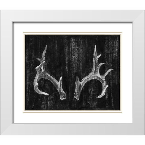 Rustic Antlers I White Modern Wood Framed Art Print with Double Matting by Harper, Ethan
