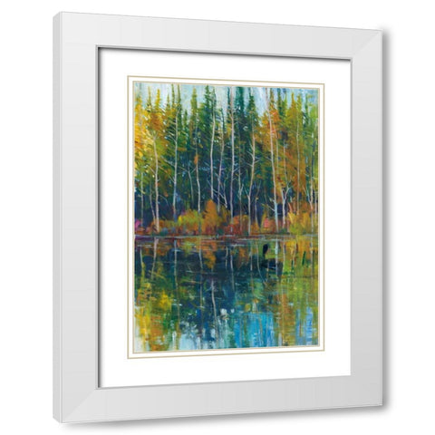 Pine Reflection I White Modern Wood Framed Art Print with Double Matting by OToole, Tim