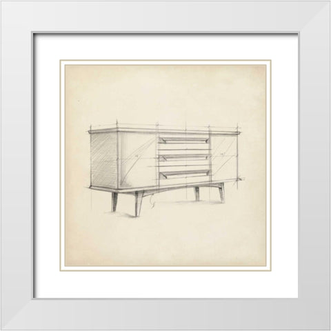 Mid Century Furniture Design V White Modern Wood Framed Art Print with Double Matting by Harper, Ethan