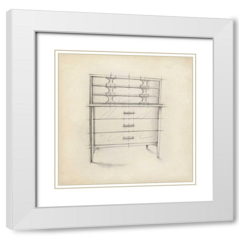 Mid Century Furniture Design VII White Modern Wood Framed Art Print with Double Matting by Harper, Ethan