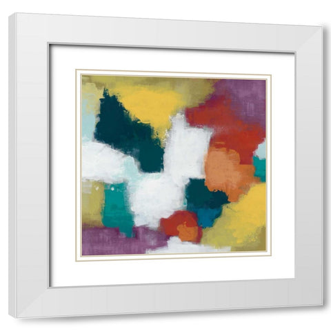 Color Cascade I White Modern Wood Framed Art Print with Double Matting by Vess, June Erica