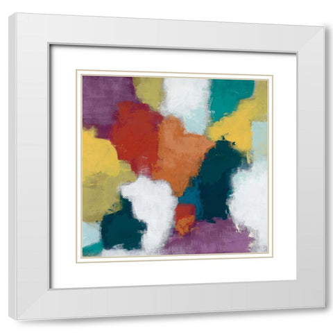 Color Cascade II White Modern Wood Framed Art Print with Double Matting by Vess, June Erica