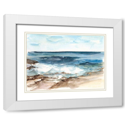 Coastal Watercolor V White Modern Wood Framed Art Print with Double Matting by Harper, Ethan