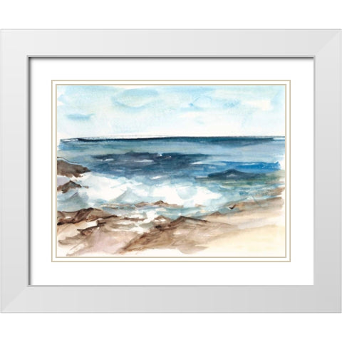 Coastal Watercolor V White Modern Wood Framed Art Print with Double Matting by Harper, Ethan