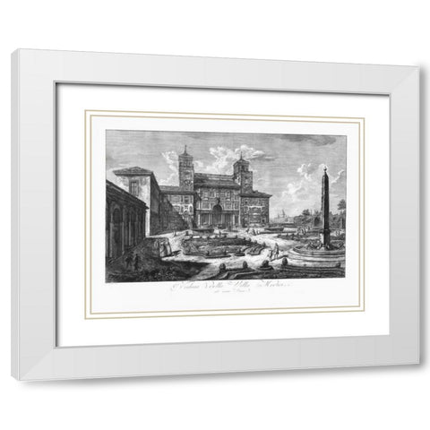 Veduta della Villa Medici White Modern Wood Framed Art Print with Double Matting by Piranesi